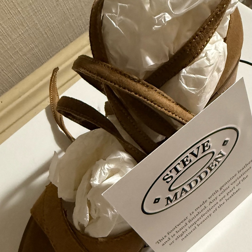 Steve Madden Brown Suede Block Heel Sandals - Picture 8 of 12